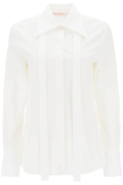 Valentino Pussy-bow Cotton-poplin Shirt In White