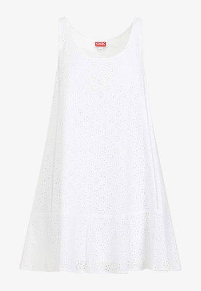 Ferragamo Kenzo Broderie Anglaise Dress In White