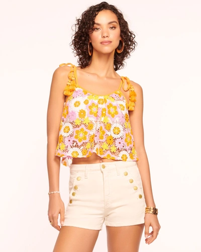 Ramy Brook Katie Crochet Floral Coverup Top In Citrine Daisy
