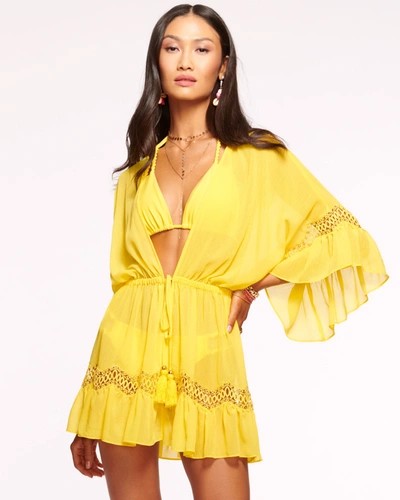 Ramy Brook Amalia Embellished Coverup Mini Dress In Citrine