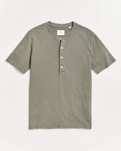 Reid S/s Organic Cotton Henley In Washed Grey
