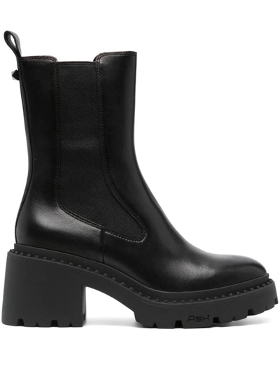 Ash Black Leather Nico Ankle Boots