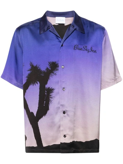 Blue Sky Inn Printed Viscose Shirt In Púrpura