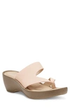 Eastland Laurel Leather Memory Foam Flip-flop Wedge Sandal In Peach