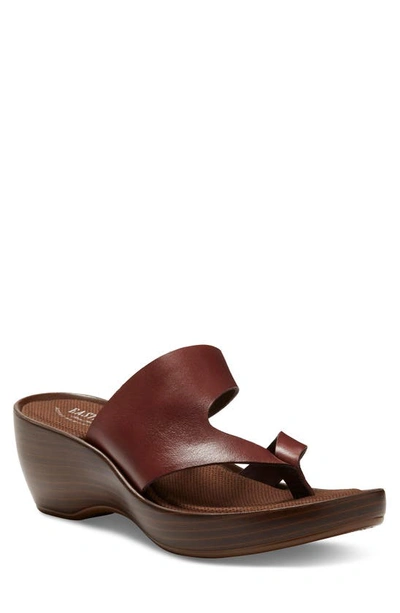 Eastland Laurel Leather Flip-flop Wedge Sandal In Mahogany