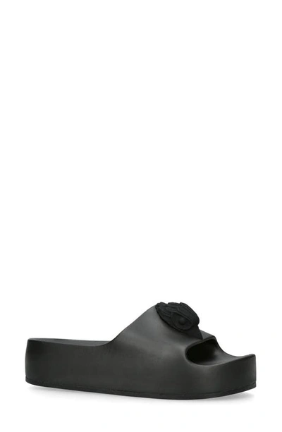 Kurt Geiger London Womens Black Eagle-embellishment Woven Sliders