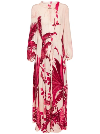 F.r.s. - For Restless Sleepers Printed Silk Long Dress In Pink