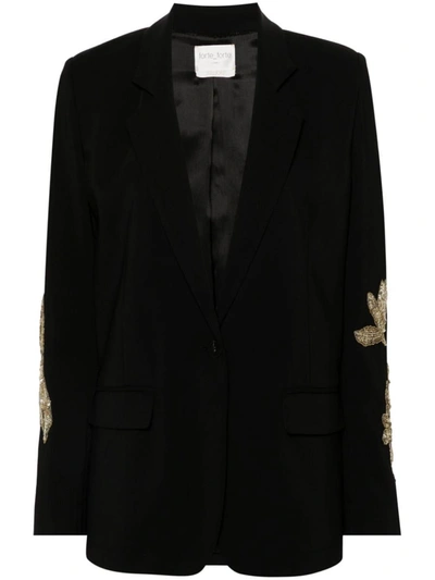 Forte Forte Forte_forte Embroidery Stretch Crepe Cady Jacket Clothing In Black