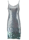 P.a.r.o.s.h Mini Grey Dress With All-over Multicolor Sequins In Grey