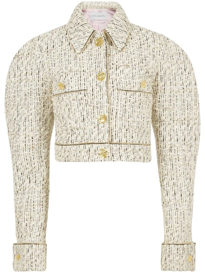 Nina Ricci Cocoon-sleeve Cropped Jacket In M Beige Clair