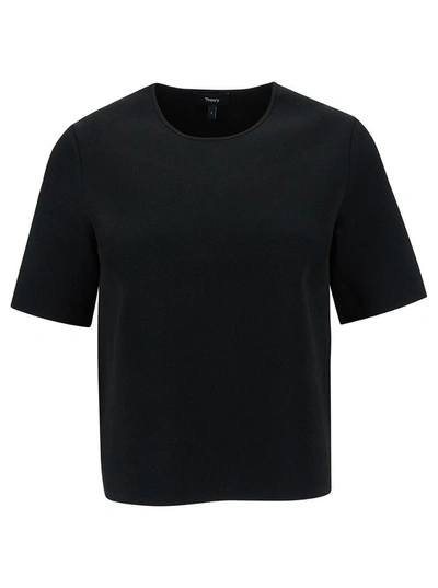 THEORY BLACK T-SHIRT WITH U NECKLINE IN VISCOSE BLEND WOMAN