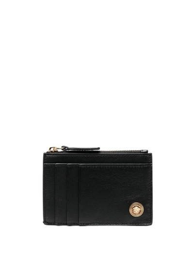 Versace Medusa Biggie Leather Card Holder In Black