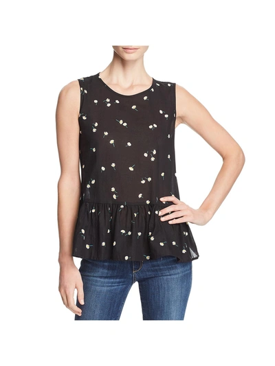 Velvet By Graham & Spencer Womens Floral Print Sleeveless Blouse In Black