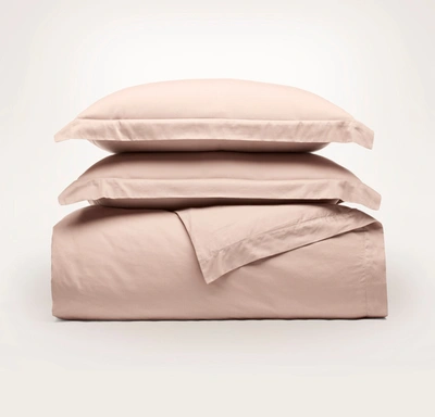 Boll & Branch Organic Signature Hemmed Duvet Set In Dusty Rose