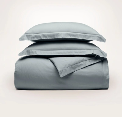 Boll & Branch Organic Signature Hemmed Duvet Set In Bluestone