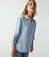 Michael Stars Spencer Linen Button Down Top In Water