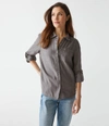 Michael Stars Spencer Linen Button Down Top In Oxide