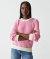 Michael Stars Casey Pullover Sweater In Flamingo Stripe