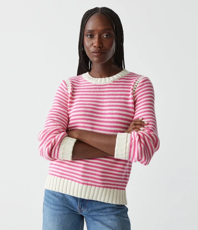 Michael Stars Casey Pullover Sweater In Flamingo Stripe