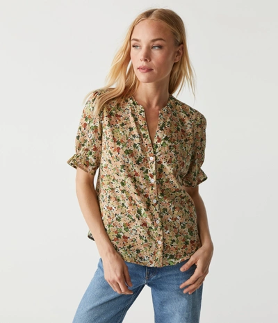 Michael Stars Roxanne Button Down Top In Neutral Combo