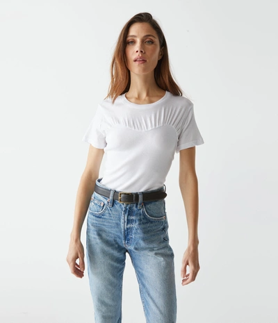 Michael Stars Victoria Mixed Fabric Tee In White