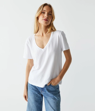 Michael Stars Daria V-neck Tee In White