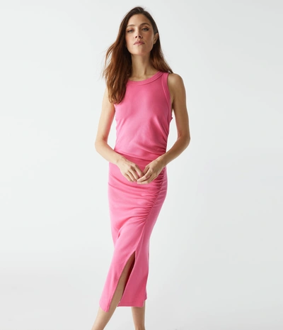 Michael Stars Tala Asymmetrical Midi Dress In Flamingo