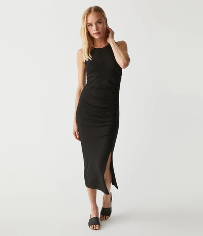 Michael Stars Tala Asymmetrical Midi Dress In Black