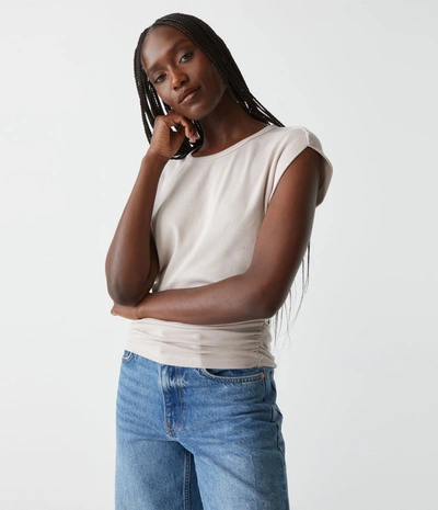 Michael Stars Joni Power Shoulder Tee In Cement