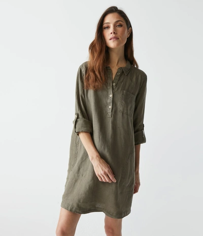 Michael Stars Eleanor Linen Shirt Dress In Camo