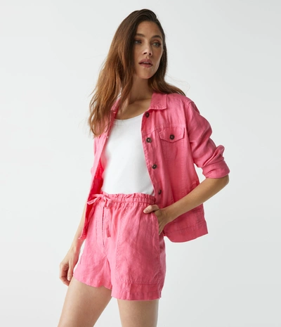 Michael Stars Paulette Linen Short In Flamingo