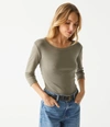 Michael Stars Dot 3/4 Sleeve Tee In Olive