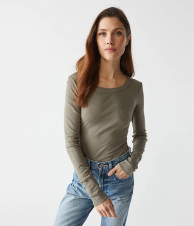 Michael Stars Legacy Supima Tee With Raw Edge In Olive
