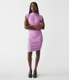 Michael Stars Gia Ribbed Power Shoulder Dress In Smoothie