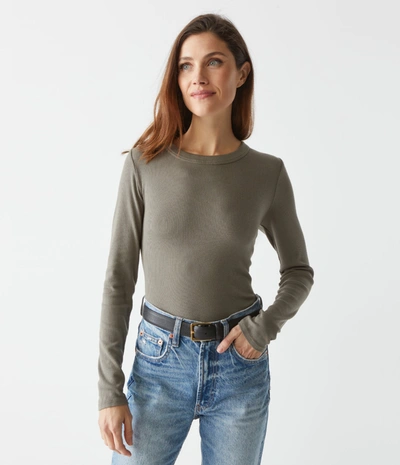 Michael Stars Zola Ribbed Tee In Olive