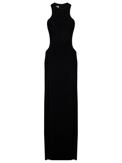 Monot Long Black Crepe Dress In Negro