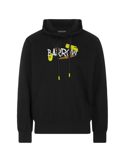 Barrow Black Hoodie With Lettering And Graphic Print