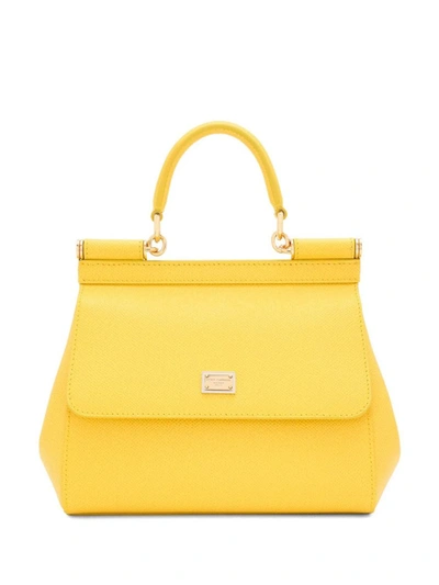 Dolce & Gabbana Small Sicily Shoulder Bag In Yellow & Orange