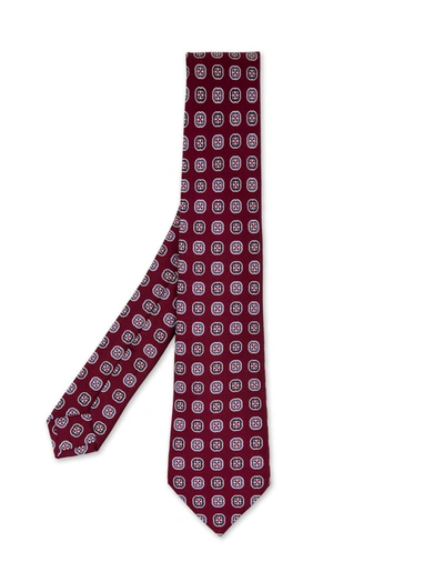 Kiton Burgundy Tie With Pattern In Red
