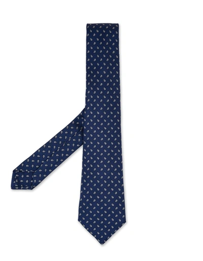 Kiton Blue Tie With Drops Pattern