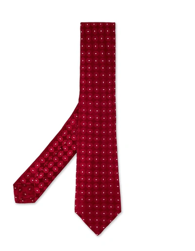 Kiton Red Tie With Floral Pattern