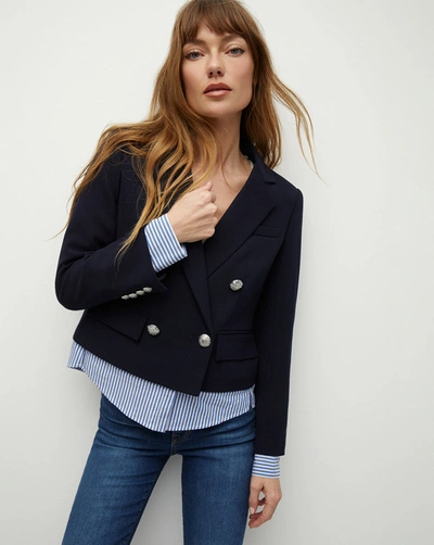 Veronica Beard Zion Mixed-media Jacket In Navy