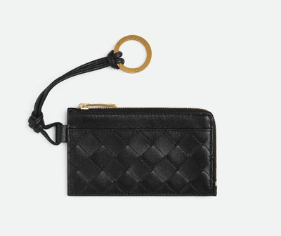 Bottega Veneta Intrecciato L-zipped Card Holder In Black