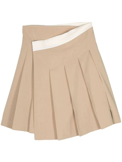 Low Classic Beige Wrap Midi Skirt In Brown