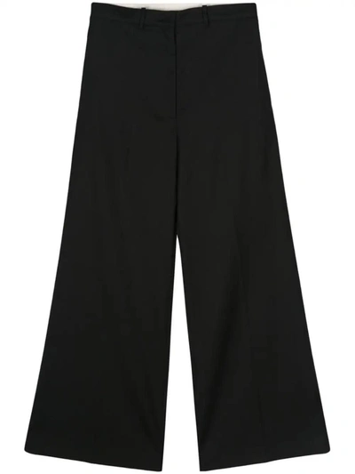 Low Classic Twill Wide-leg Trousers In Black