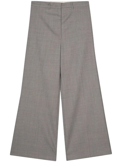 Low Classic Grey Wide-leg Trousers In Grey