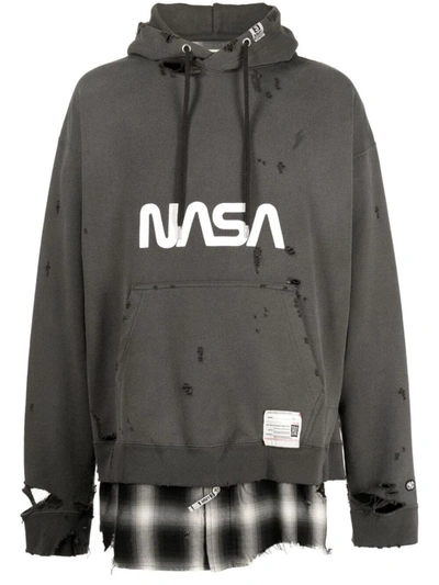 Miharayasuhiro Nasa-print Cotton Hoodie In Black