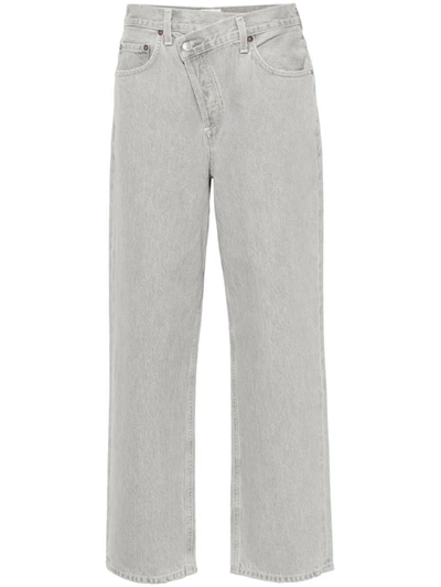 Agolde Criss Cross Jeans In Rain Clothing In Light Grey