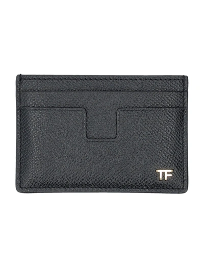 Tom Ford Small Grain Leather Cardholder In Black