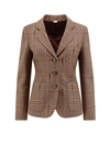 Gucci Madras Wool Blazar With Horsebit In Beige